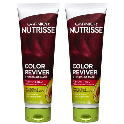 Garnier Hair Color Nutrisse Color Reviver 5 MIN Color Mask, Vibrant Red for Color Treated Hair to Nourish &amp; Revives Vibrancy (For Auburn Reds), 4.2 Fl Oz, 2 Count (Packaging May Vary)
