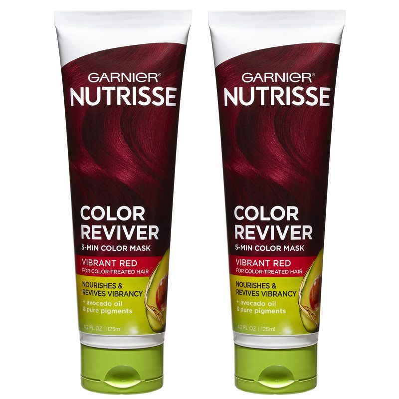Garnier Hair Color Nutrisse Color Reviver 5 MIN Color Mask, Vibrant Red for Color Treated Hair to Nourish &amp; Revives Vibrancy (For Auburn Reds), 4.2 Fl Oz, 2 Count (Packaging May Vary)
