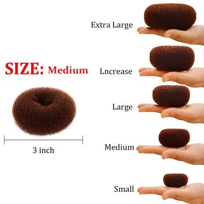 Hair Donut Ring Style Hair Bun Maker, 2PCS Chignon Doughnut Shaper for Short and Thin Hair (3 Inch/Brown)