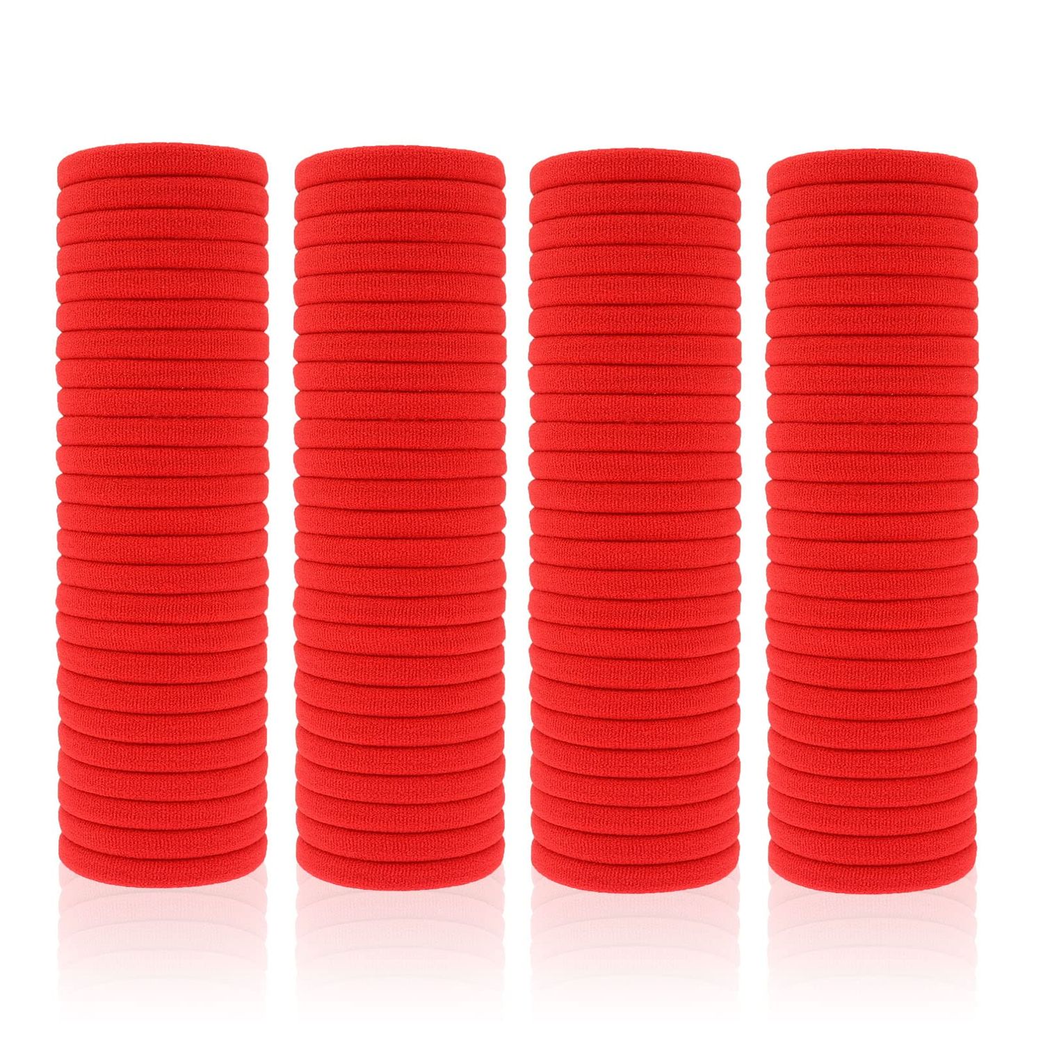 100 Pack Seamless Hair Ties for Women Girls Ponytail Holders for Thick Hair (Red)