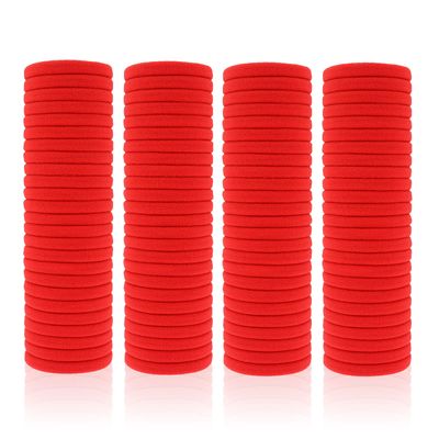 100 Pack Seamless Hair Ties for Women Girls Ponytail Holders for Thick Hair (Red)