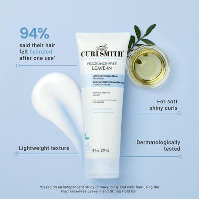 CURLSMITH Fragrance-Free Leave-In Conditioner 8 oz | Hydrates and Smooth Cuticles, Lightweight Texture for Silky-Soft Curls