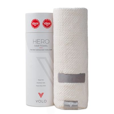 VOLO Hero Salt White Hair Towel | Ultra Soft, Super Absorbent, Quick Drying Nanoweave Fabric | Reduce Dry Time by 50% | Large Towel Wrap for All Hair Types | Anti Frizz &amp; Anti Breakage | Microfiber