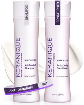 Anti Dandruff Shampoo &amp; Scalp Restoring Conditioner - Gentle for Color-Treated Hair - Best for Thinning Hair &amp; Dry Scalp - Antidandruff Shampoo for Women &amp; Deep Conditioner by Keranique
