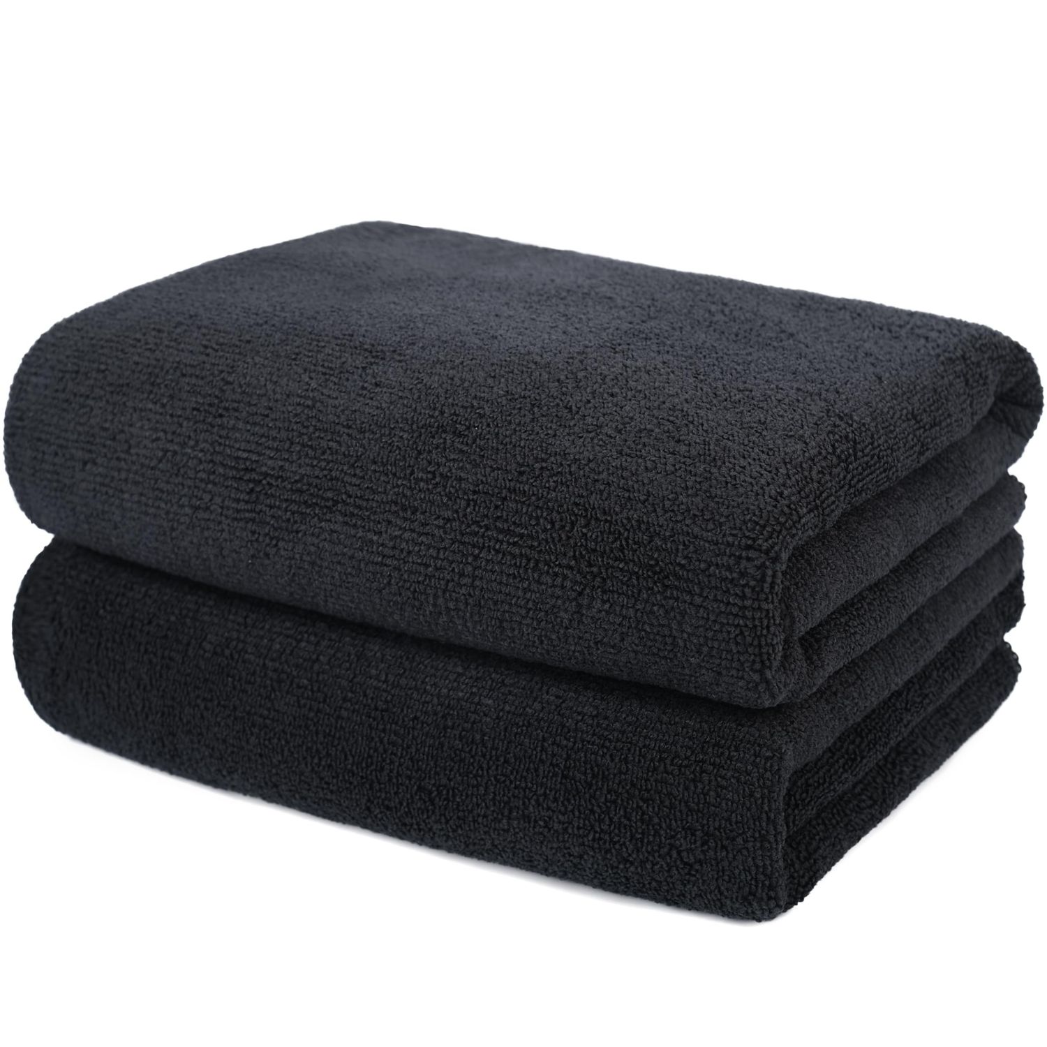 ProHomTex Microfiber Hair Drying Salon Towels, Set of 2 (20&#39; x 40&#39;&#39;) Professional Super Absorbent Quick Dry (Black)