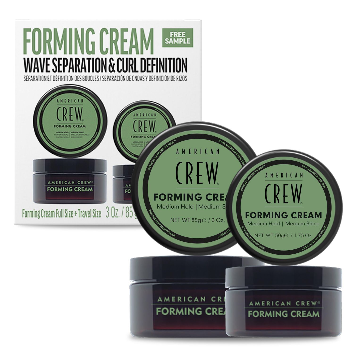 American Crew Men&#39;s Hair Forming Cream, Like Hair Gel with Medium Hold &amp; Medium Shine, Travel Size, Duo Gift Set