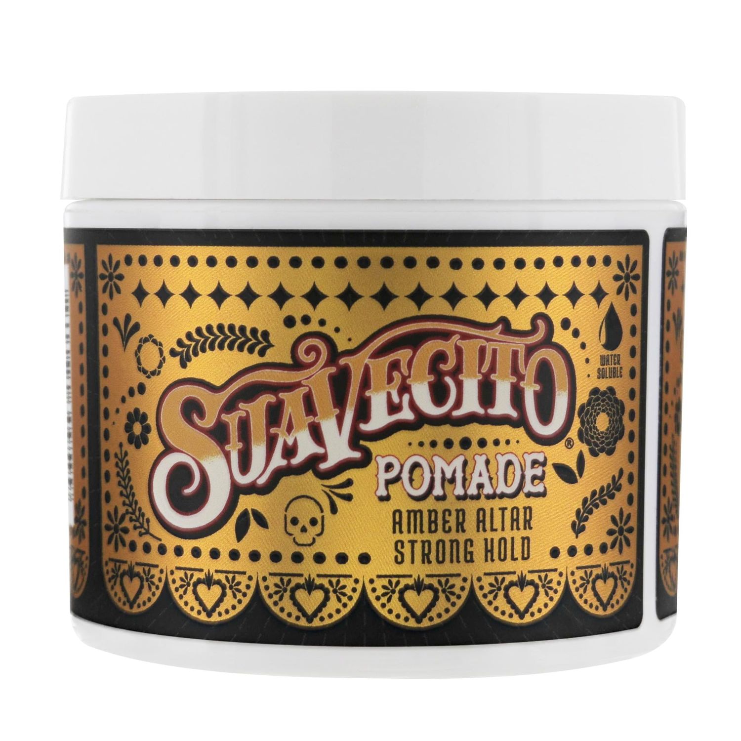 Suavecito Amber Altar Firme (strong) Hold Pomade Fall Edition 4 oz - Medium Shine Water Based Wax Like Flake Free Hair Gel - Easy To Wash Out - All Day Hold For All Hairstyles