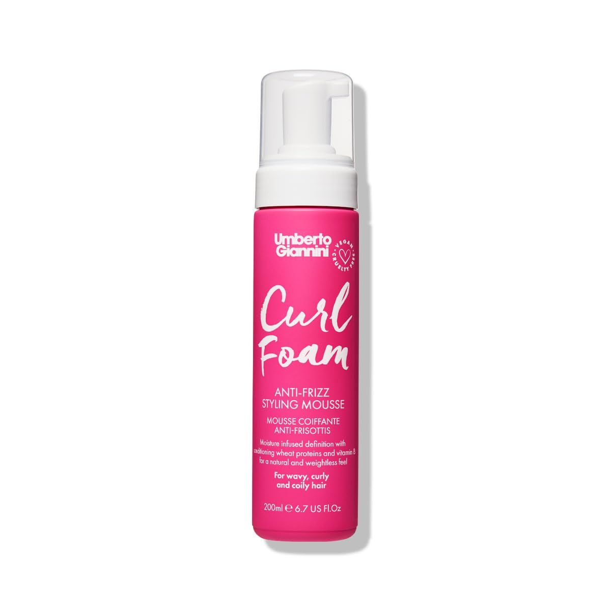 Umberto Giannini Curl Foam 7 fl Oz - Anti-Frizz Hair Styling Curl Mousse for 2a-4c Curly, Wavy &amp; Coily Hair - Vegan &amp; Cruelty-Free