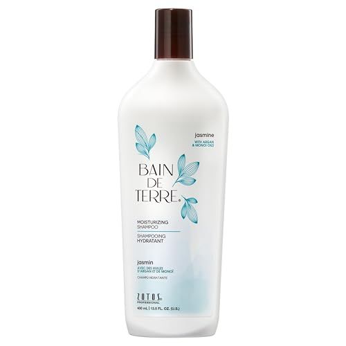 Bain de Terre Jasmine Moisturizing Shampoo, Luxurious Hydration for Dry Hair with Argan &amp; Monoi Oils, Paraben-Free, Color-Safe, Vegan, 13.5 Fl Oz