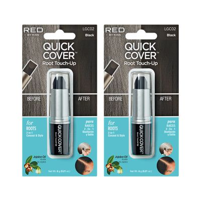 RED by Kiss Quick Cover Root Touch Up Stick Type 2PCS Water-Resistant Temporary Gray Concealer Cover Up Brush for Hair and Beard (Black)