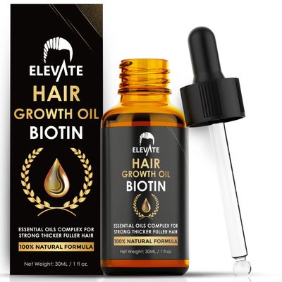 ELEVATE Hair Growth Oil - Biotin Serum &amp; Castor Oil Natural Vitamin Treatment for Stronger, Thicker, Longer Hair and Regrowth - Prevent Thinning and Loss for Men &amp; Women, 1 Fl Oz