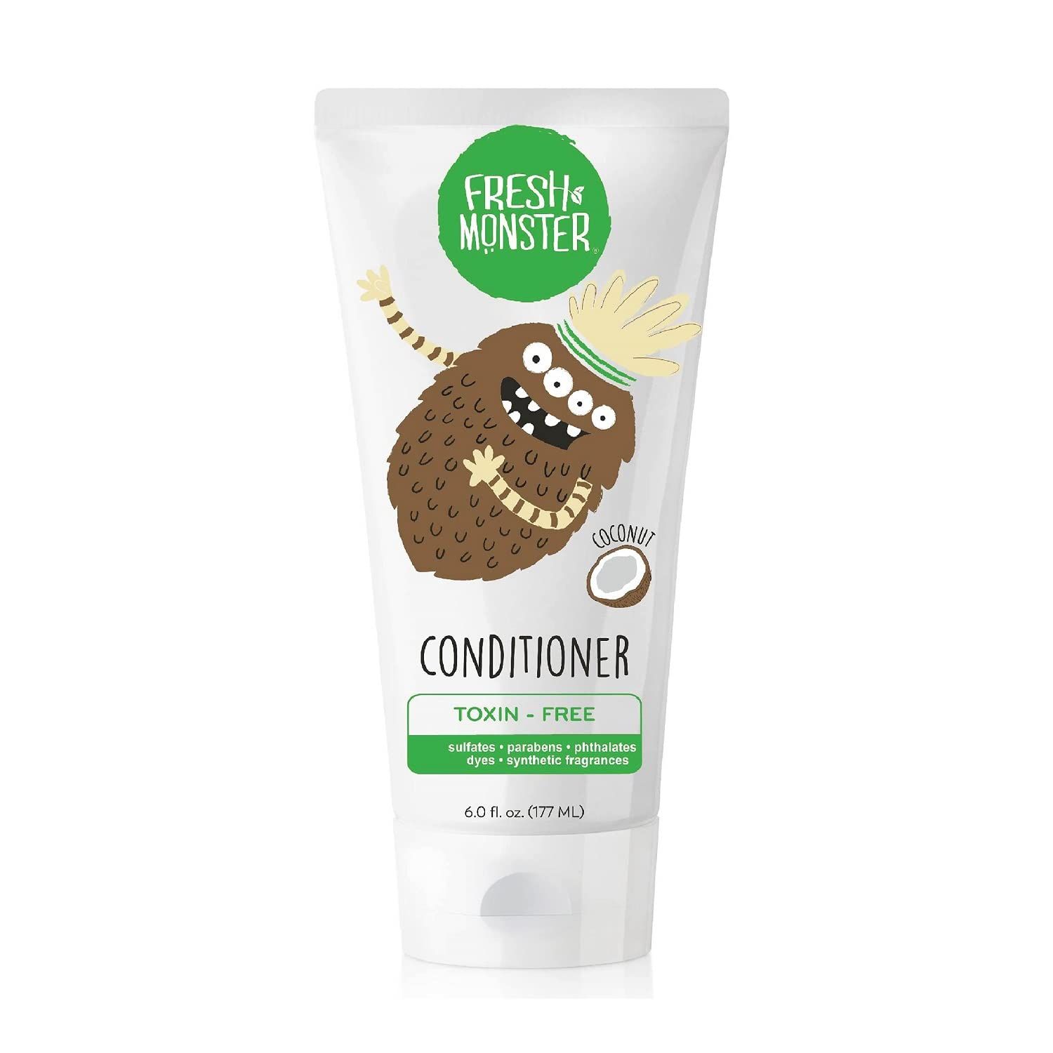 Fresh Monster Kids Hair Conditioner, Toxin-Free, Hypoallergenic &amp; Natural, Hair Conditioner for Kids, Coconut (6oz)