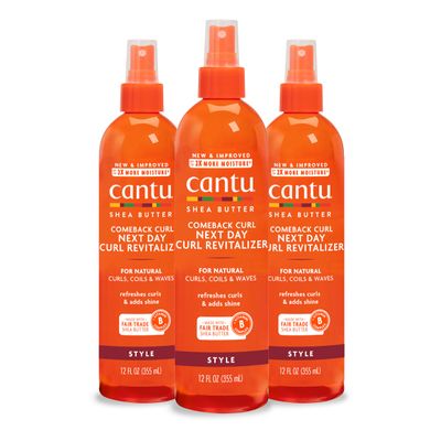 Cantu Comeback Curl Next Day Curl Revitalizer for Natural Hair with Pure Shea Butter, 12 fl oz (Pack of 3)