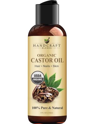 Handcraft Blends Organic Castor Oil - 4 Fl Oz - 100% Pure and Natural - Premium Grade Carrier Oil for Hair Growth, Eyelashes and Eyebrows - Hair and Body - Expeller-Pressed &amp; Hexane-Free