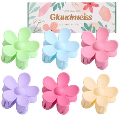 Glaudmeiss 6PCS Flower Hair Clips, Matte Claw Clips for Women Girls, 3.15 Inches Long, Strong Hold Cute Clips for Thick Thin Hair, Perfect Gifts for Valentine&#39;s Day