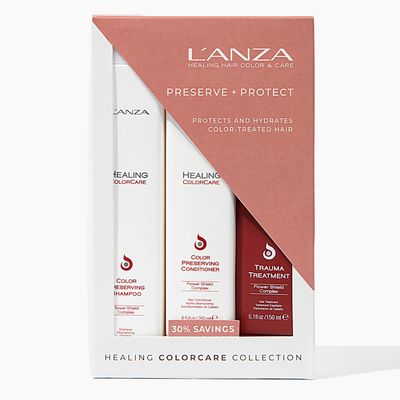 L&#39;ANZA Healing ColorCare Trio Hair Kit, Color-Preserving Shampoo, Conditioner &amp; Trauma Treatment in a Gift Box, Luxury Hair Care Kit for Damaged, Colored Hair, Blonde &amp; Grey (10.1/8.5/5.1 Fl Oz)