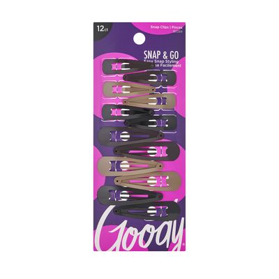 Goody Metal Contour Hair Snap Clips - 12 Count, Assorted Colors - Just Snap Into Place - Suitable for All Hair Types - Pain-Free Hair Accessories for Women and Girls - All Day Comfort