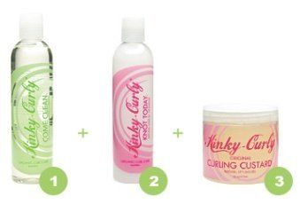 Kinky Curly Combo! (Come Clean 8oz &amp; Knot Today &amp; Curling Custard 8oz)