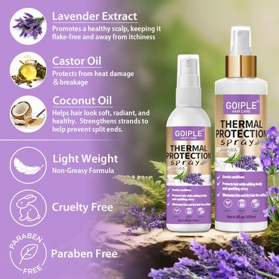 10 in 1 Heat Protectant Spray for Hair Heat Protectant Product- Lavender Hair Heat Protectant Treatment Spray Thermal Protector Spray- Nourishing Formula Heat Protection Spray for Damage &amp; Tame Frizz