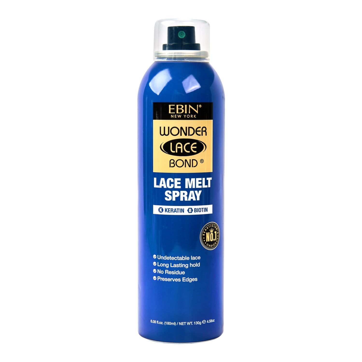 EBIN NEW YORK Wonder Lace Melt Aerosol Spray - Keratin + Biotin Infused (180ml./ 6.08oz) - Preserves Edges &amp; Undetectable Lace | Long lasting hold | No Residue