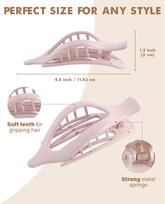French Flat Hair Clips for Women - 6Pcs Flat Hair Claws for Thin Thick Hair Strong Hold No Slip Grip Hair Claw Clips for Women Girls (Polished(Morandi color series))