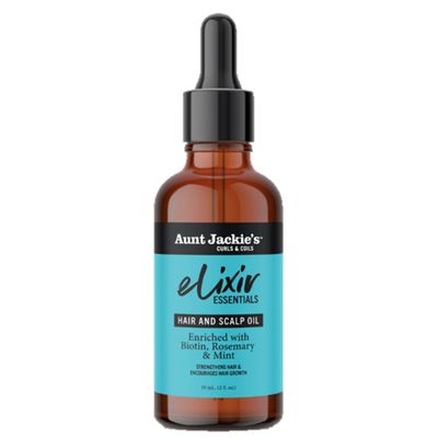 Aunt Jackie&#39;s Elixir Essentials Hair &amp; Scalp Oil Enriched with Biotin, Rosemary &amp; Mint, Nourishes, Thickens &amp; Supports Hair Growth, 2 oz