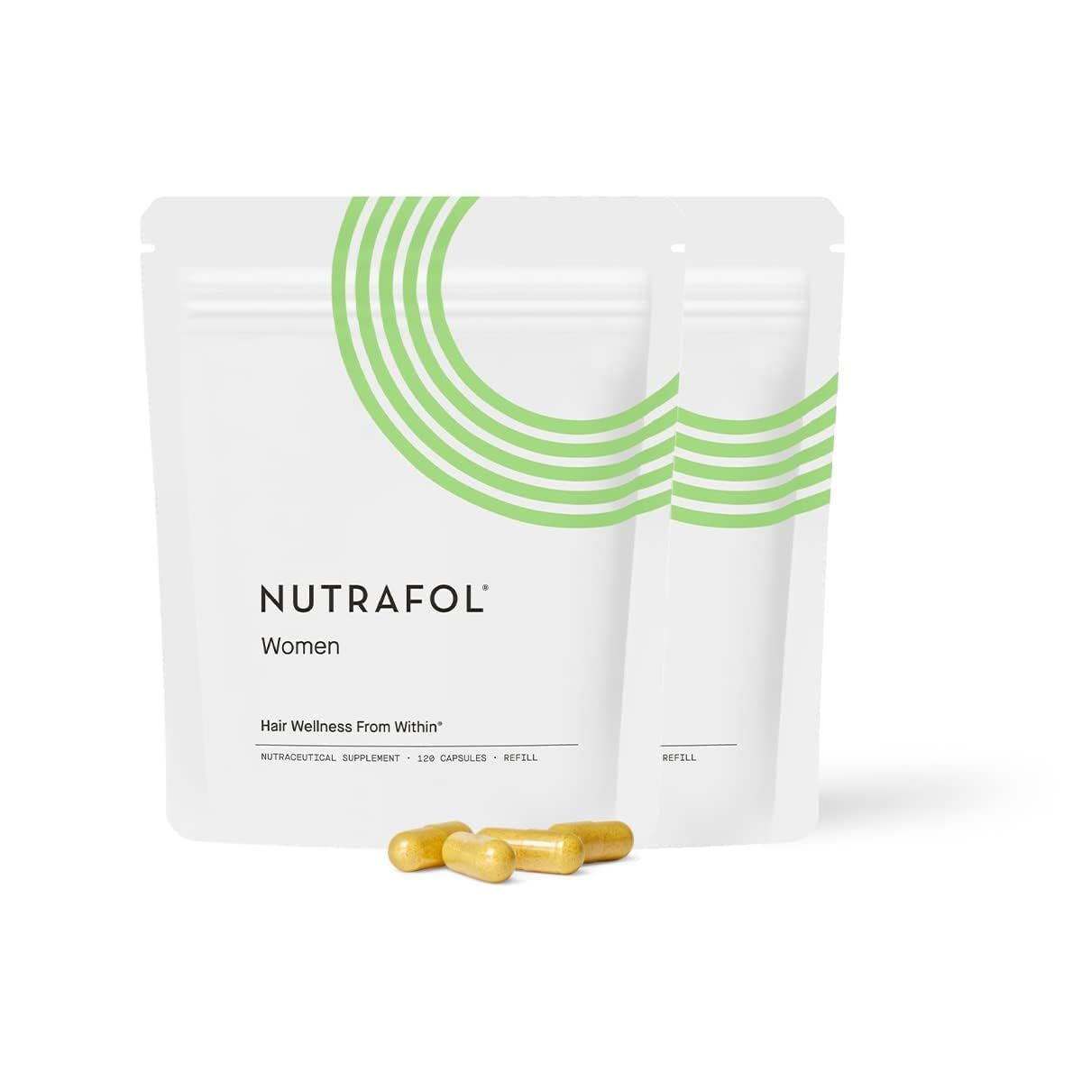 Nutrafol Women&#39;s Hair Growth Supplements, Ages 18-44, Clinically Proven for Visibly Thicker and Stronger Hair in 3-6 Months, Dermatologist Recommended - 2 Month Supply, 2 Refill Pouches