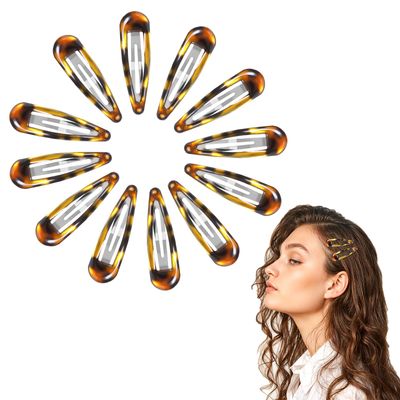 Nogeqi 12PCS Metal Snap Hair Clips Tortoise, Hair Barrettes for Women, Hair Snap Clips for Women, Vintage Tortoise Hair Clips Snap, Snap Barrettes for Women Girls Suitable for All Hair Types