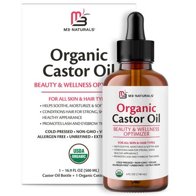 100% Pure Cold-Pressed Castor Oil (118 mL) - Hexane-Free, Virgin, Non-GMO, Allergen-Free | Nourishes Skin, Lashes, and Hair | 4 FL OZ