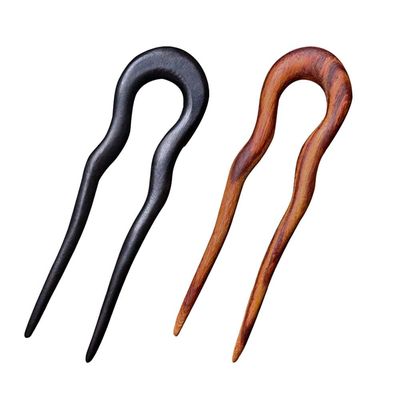 CHOISBEING Wooden Hair Sticks for Women, 2 Pack U Shape Hair Forks for Long Hair, Handmade French Hairpin, Rosewood &amp; Ebony Hair Accessories