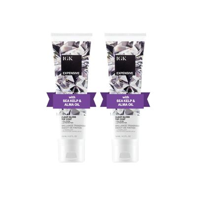 IGK EXPENSIVE Clear Gloss Top Coat | Shine + Strengthen + Smooth | Vegan + Cruelty Free | 4.2 Oz (Pack of 2)