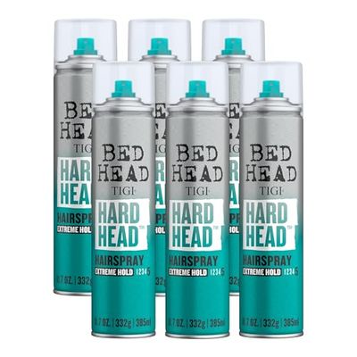 BED HEAD by TIGI Hard Head Hairspray for Extra Strong Hold 11.7 Oz (Pack of 6), Blue