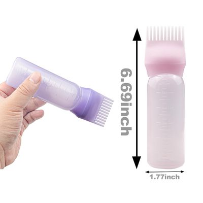 ZGQHZR 4 PCS Root Comb Applicator Bottle,Hair Oiling Applicator,Hair Oil Applicator Bottle for Hair Dye Shampoos Hair Salons.6oz (black+white+pink+purple)
