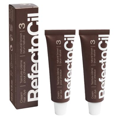RefectoCil Cream Hair Dye 2-Pack - Professional Hair Tint for Long-Lasting Color - Natural Brown (#3)