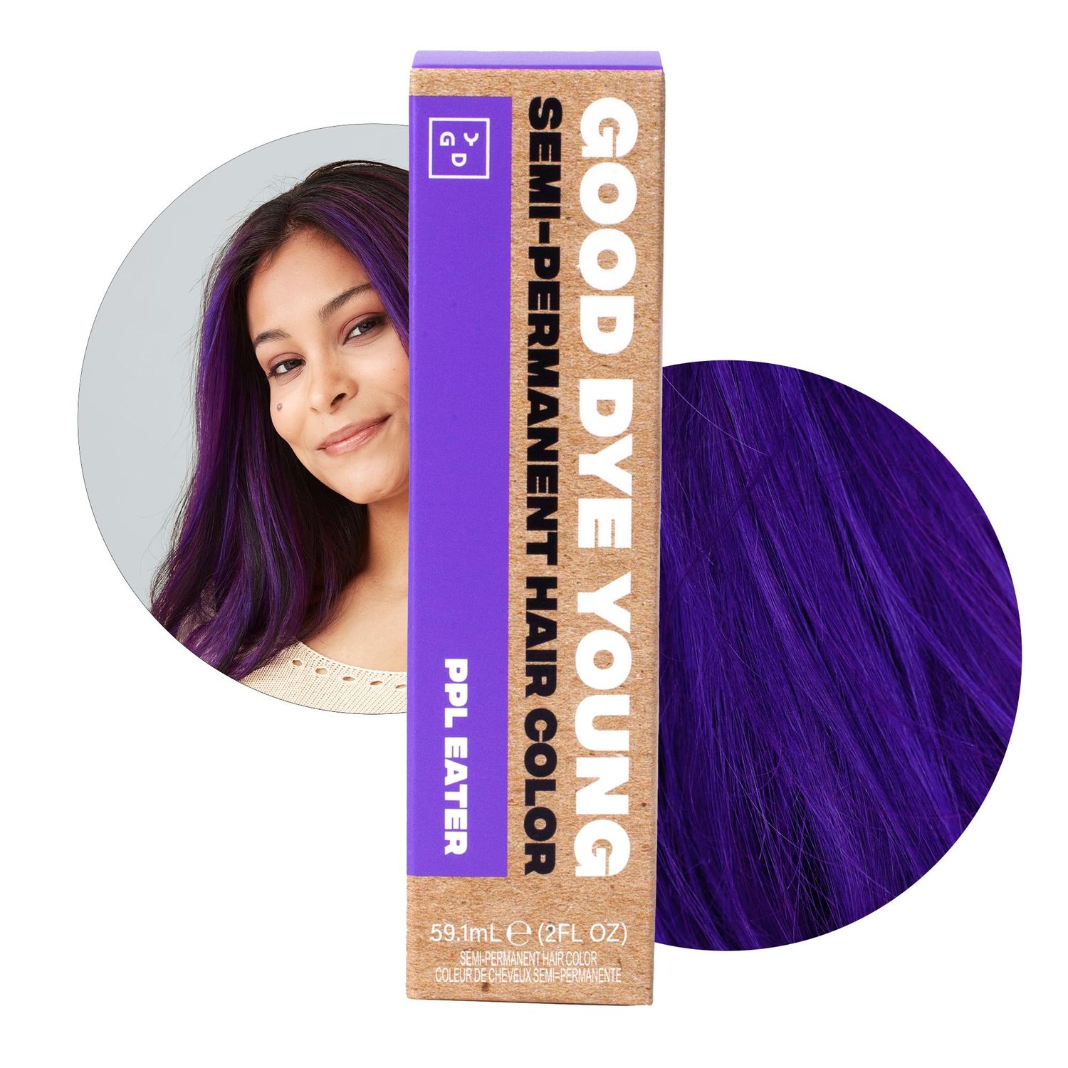 Good Dye Young Streaks and Strands Semi Permanent Purple Hair Color (PPL Eater) - UV Protective Temporary Conditioning Dye for 15-24+ Washes - Vegan &amp; Cruelty-Free