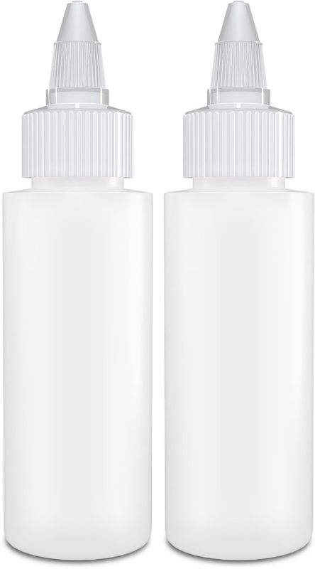 BRIGHTFROM Twist Top Applicator Bottles, Squeeze 2 OZ Empty Plastic Bottles, Refillable, Open/Close Nozzle - Multi Purpose (Pack of 2)