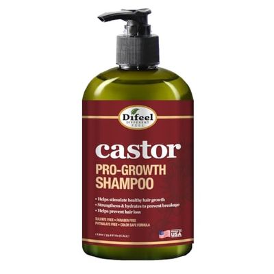 Difeel Castor Pro-Growth Shampoo 12 oz. - Made with Natural Castor Oil for Hair Growth, Sulfate Free Shampoo