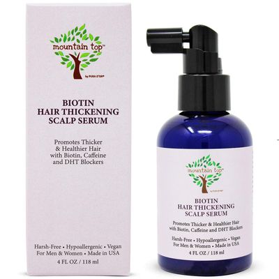 MOUNTAIN TOP Hair Thickening Scalp Serum (4 Ounce / 118ml) with Argan Oil, Biotin, Caffeine, DHT Blockers, &amp; Saw Palmetto - For Thicker, Healthier and Fuller Looking Hair
