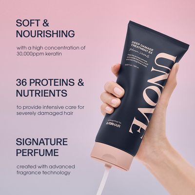 UNOVE Deep Damage Treatment Ex 320 ml/10.82fl.oz | Premium Nourishing Hair Mask | Conditioner for Dry Frizzy Damaged Hair with Keratin-PF | Strengthening &amp; Hydrating