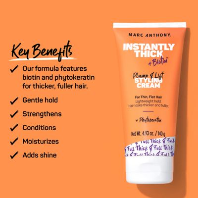 Marc Anthony Instantly Thick Styling Hair Cream (2-Pack) - Vitamin E &amp; Biotin for Thicker, Fuller Hair with Lightweight Hold - Volumizing Product for Thin, Flat Hair