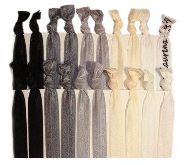 Kenz Laurenz Hair Ties Ponytail Holders - 20 Pack - Black Ombre No Crease Ouchless Elastic Styling Accessories Pony Tail Holder Ribbon Bands