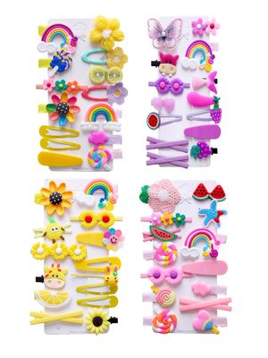 56PCS Toddler Hair Accessories Set: Colorful Rainbow Barrettes, Pins, Candy Fruits, Butterflies for Kids&#39; Stylish Hairstyles