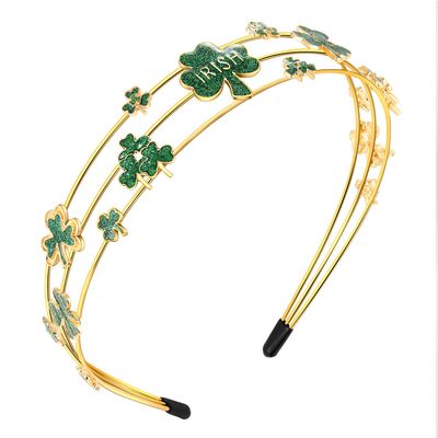 vokone St.Patrick&#39;s Day Headband for Women Glitter Green Irish Shamrock Headbands Multi Layer Crystal Hairbands Irish Holiday Headwear Hair Accessory (St Patricks Shamrock)