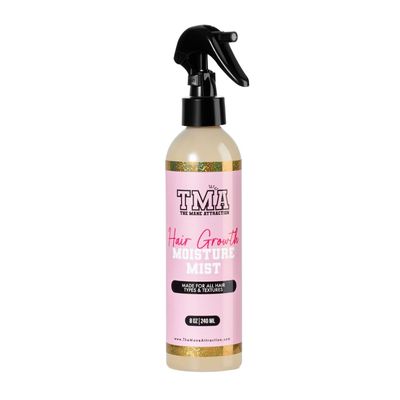 The Mane Attraction Nourishing Daily Hair Growth Moisture Mist for ALL Hair Types, Lightweight Moisturizer for Thicker, Longer Hair. Infused with Aloe Vera Juice, Sweet Almond Oil, and Honey. 8oz
