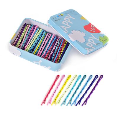 100 PCS Bobby Pins,Colorful Hair Pins with Cute Box,Metal Bobby Pins for Thick Hair,Great for All Hair Types Hair Pins for Girls Women (2.16 Inch),multicolor