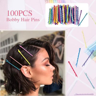 100 PCS Bobby Pins,Colorful Hair Pins with Cute Box,Metal Bobby Pins for Thick Hair,Great for All Hair Types Hair Pins for Girls Women (2.16 Inch),multicolor