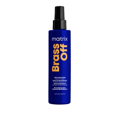 Matrix Brass Off All-In-One Toning Leave-In Spray - Nourishes and Neutralizes Brassy &amp; Orange Tones With Frizz Control, For Color Treated Hair, 6.8 Fl Oz