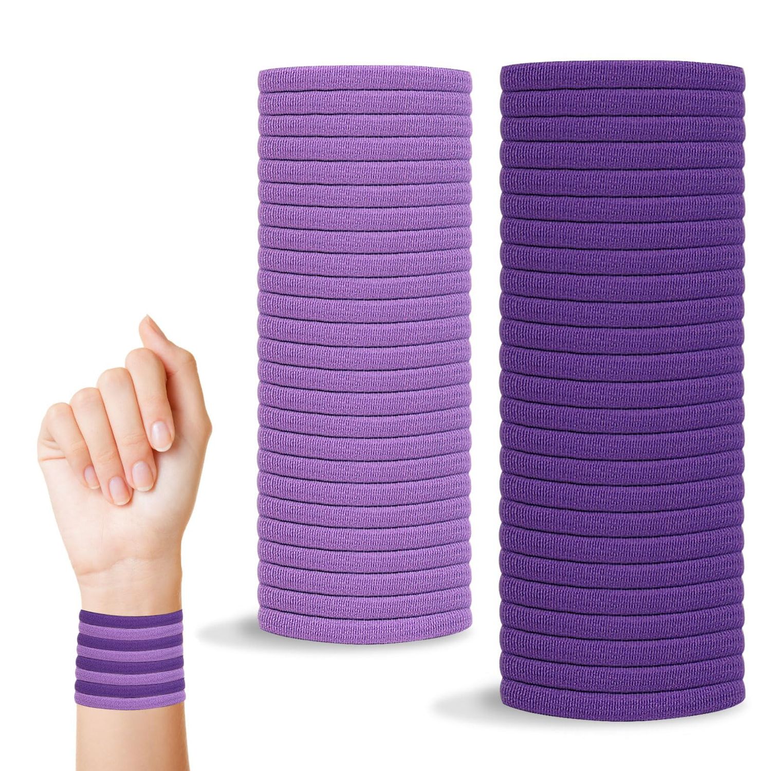 Hair Ties - Giying6 Premium Nylon Elastic Hair Ties, No Damage Soft &amp; Stretchy Ponytail Holders for Women &amp; Girls, Perfect Holiday Gift,Purple, 50 Pcs