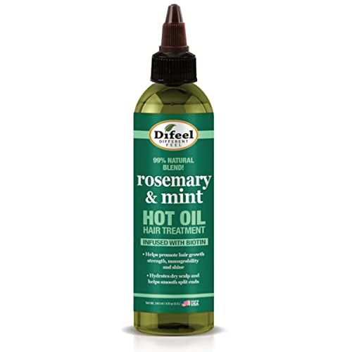 Difeel Hot Oil Hair Treatment with Natural Rosemary, Mint &amp; Biotin 8 oz - Nourishing Treatment and Growth for Dry and Damaged Hair