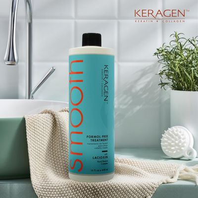 Keragen Brazilian Keratin Smoothing Treatment | Formaldehyde-Free Blowout for Frizzy, Dry, or Damaged Hair | Smooth, Silky Results | Fine to Medium Hair | 16 Oz